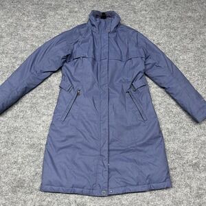 Columbia Long Puffer Parka Jacket Womens Large Blue Flurry Run Omni-Heat Warm